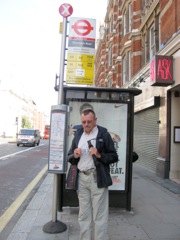 Owen at our bus stop