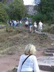 Climbing steps inside strongpoint