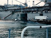 USS Ray SSN 653 in Norfolk after Hurricane Hugo hit Charleston 1989
